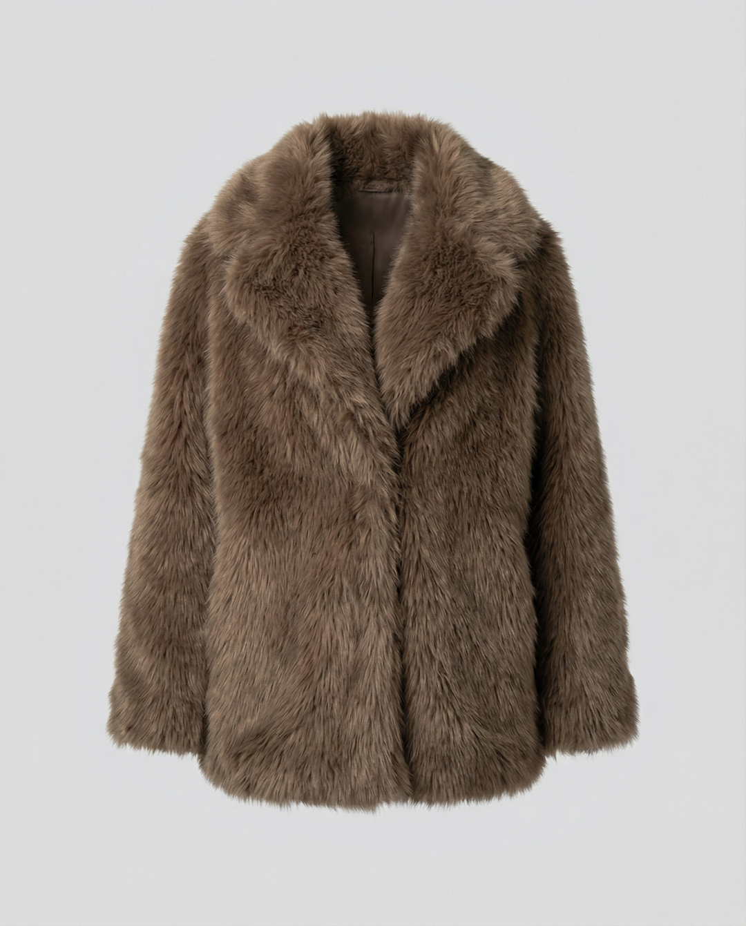 EB | Damen Kurze Jacke Aus Weichem Kunstfell mit Lockerer Passform
