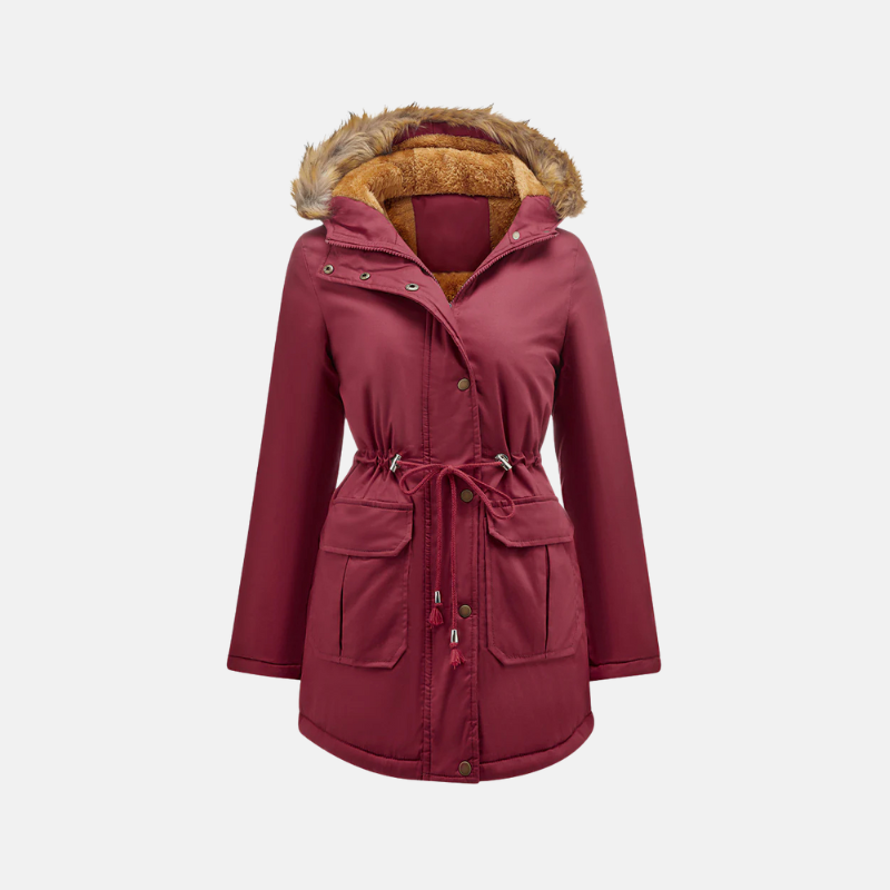 EB | Damen Parka Winterjacke mit Fleece-Futter und Kunstfellkapuze