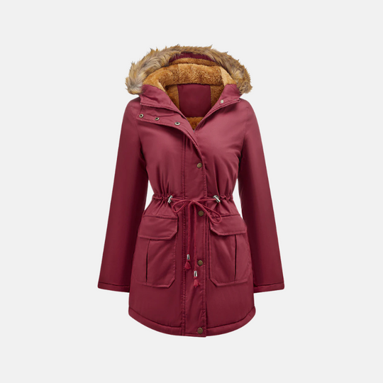 EB | Damen Parka Winterjacke mit Fleece-Futter und Kunstfellkapuze