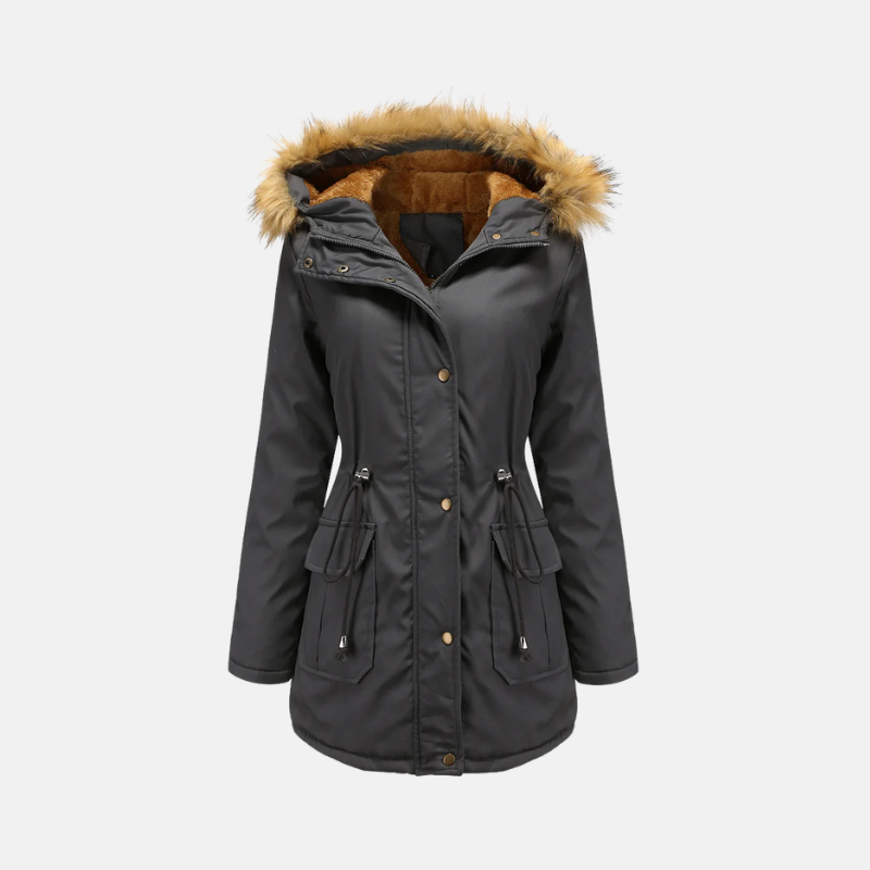EB | Damen Parka Winterjacke mit Fleece-Futter und Kunstfellkapuze
