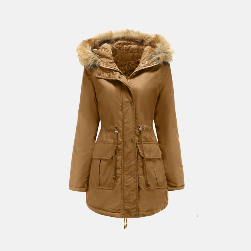 EB | Damen Parka Winterjacke mit Fleece-Futter und Kunstfellkapuze