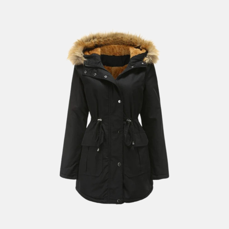 EB | Damen Parka Winterjacke mit Fleece-Futter und Kunstfellkapuze