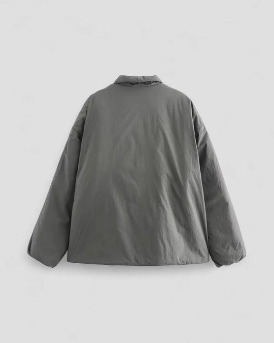 EB | Damen Kurze Gepolsterte Jacke mit Taillengürtel und Wickeldesign