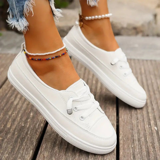 Damen Schuhe Freizeit Flach Synthetisches Leder Leichtgewicht EB
