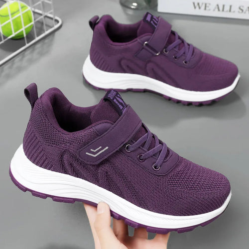 Damen Sneaker Atmungsaktive Freizeit Schnür-Mesh-Schuhe EB