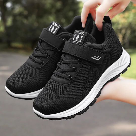Damen Sneaker Atmungsaktive Freizeit Schnür-Mesh-Schuhe EB