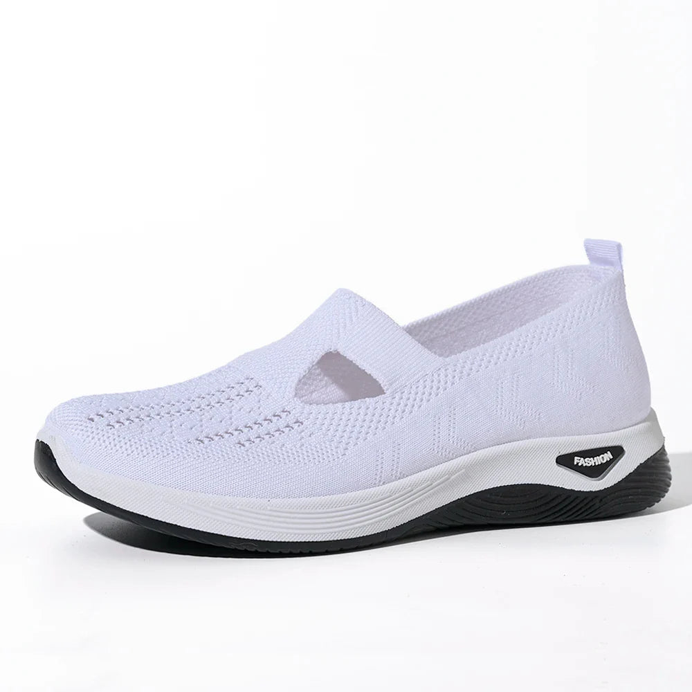 Damen Sneakers Atmungsaktive Netz Freizeit Schuhe Rutschfeste Flache Geflochtene Schuhe EB
