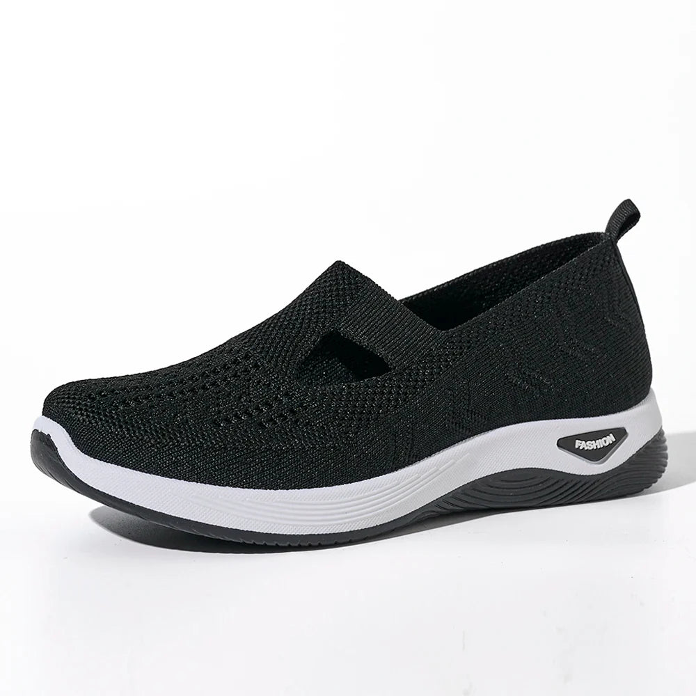 Damen Sneakers Atmungsaktive Netz Freizeit Schuhe Rutschfeste Flache Geflochtene Schuhe EB
