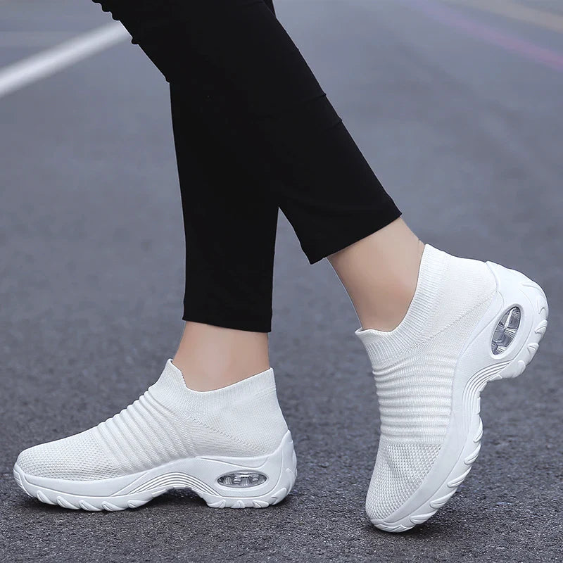 Damen Sneakers Freizeit Sport Socken Mit Dicke Sohle EB