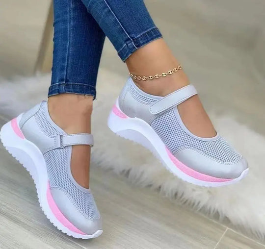 Damen Sneakers Gestrickt Mit Dicker Sohle Lässige Schuhe EB