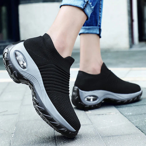 Damen Sneaker Orthopädische Plattform Atmungsaktiv Textil EB