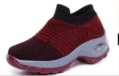 Damen Sneakers Plattform Freizeit Atmungsaktiv Textil EB