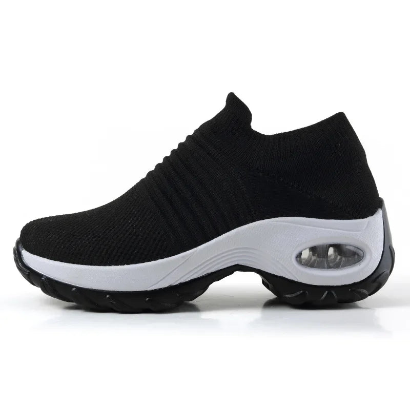 Damen Sneakers Plattform Freizeit Atmungsaktiv Textil EB