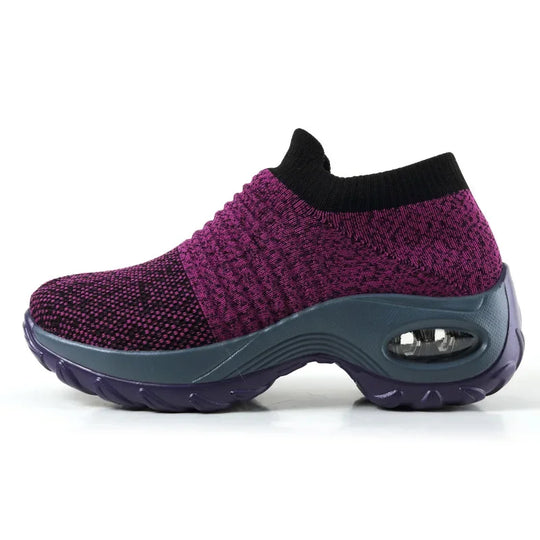 Damen Sneakers Plattform Freizeit Atmungsaktiv Textil EB