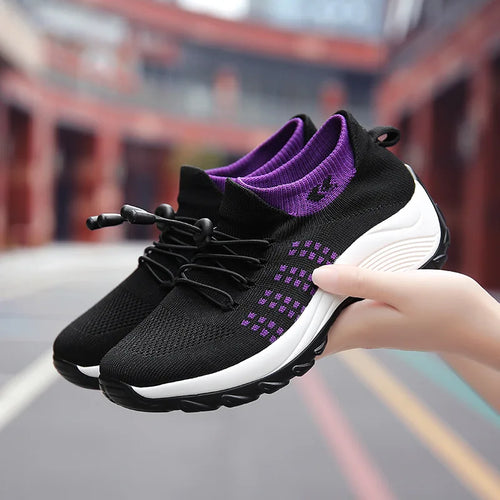 Damen Sportschuhe Atmungsaktives Mesh Dicke Sohle EB
