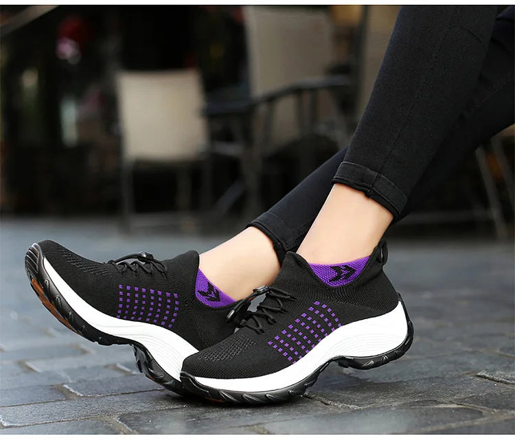 Damen Sportschuhe Atmungsaktives Mesh Dicke Sohle EB