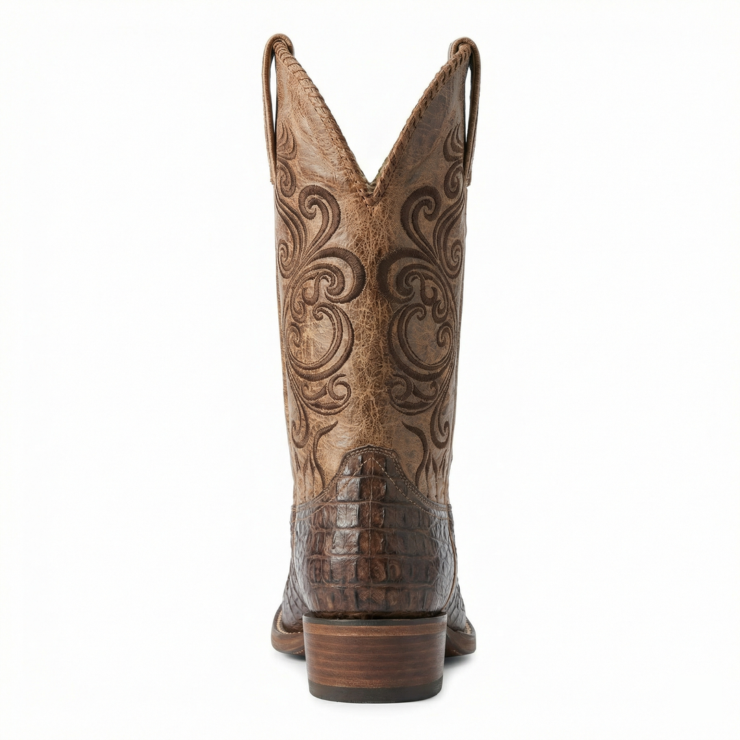 EB | Westernstiefel - Geprägtes Leder mit Blockabsatz