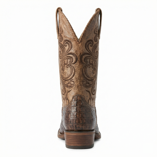 EB | Westernstiefel - Geprägtes Leder mit Blockabsatz