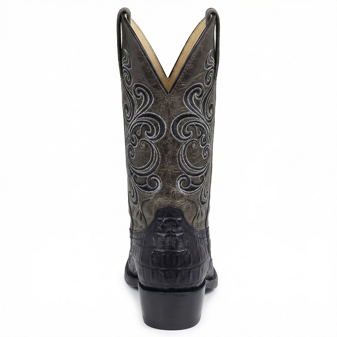 EB | Westernstiefel - Geprägtes Leder mit Blockabsatz