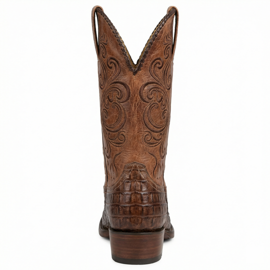 EB | Westernstiefel - Geprägtes Leder mit Blockabsatz