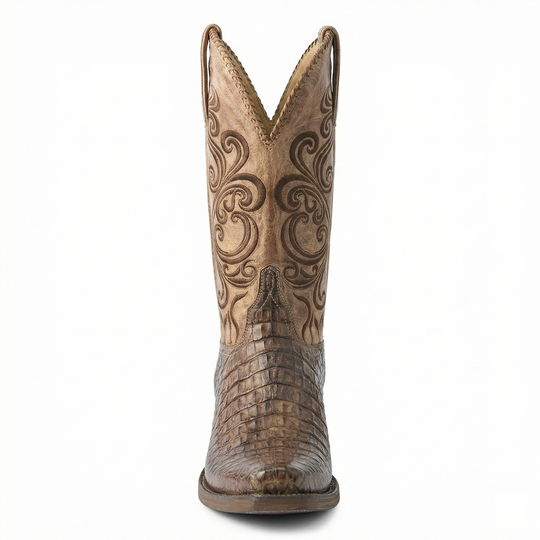 EB | Westernstiefel - Geprägtes Leder mit Blockabsatz
