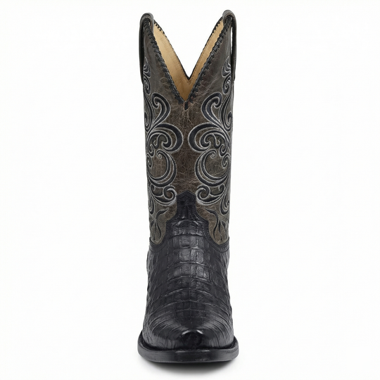 EB | Westernstiefel - Geprägtes Leder mit Blockabsatz