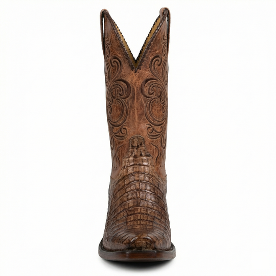 EB | Westernstiefel - Geprägtes Leder mit Blockabsatz