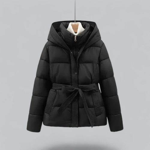 EB | Damen Winter Parka Jacke mit Kapuze und Taillengürtel