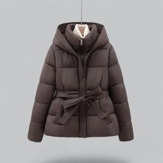 EB | Damen Winter Parka Jacke mit Kapuze und Taillengürtel
