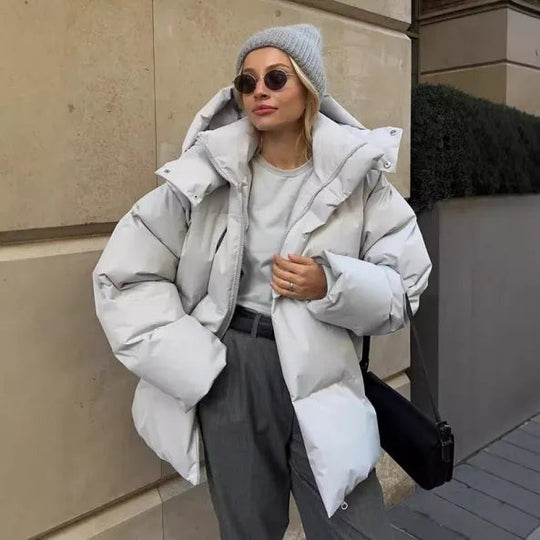 EB | Damen Winter Pufferjacke mit Kapuze und Reißverschluss
