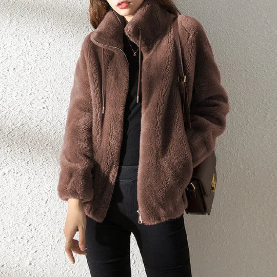 EB | Damen Fleecejacke mit Kragen und Kordelzug