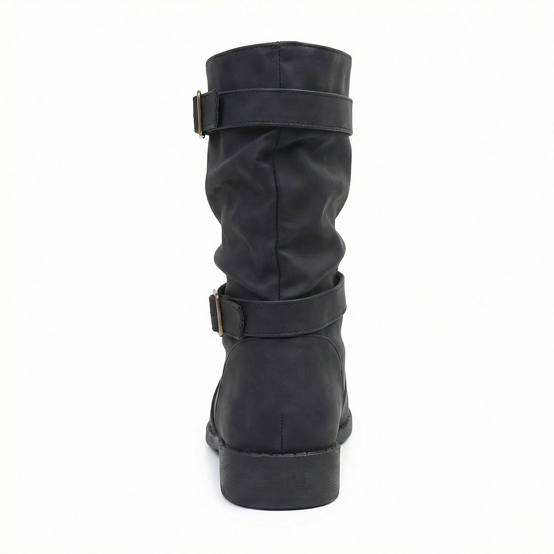 Damen Stiefel | Schnallenriemen | Vintage | Stiefel in mittellanger Länge | Schlappe Stiefel EB