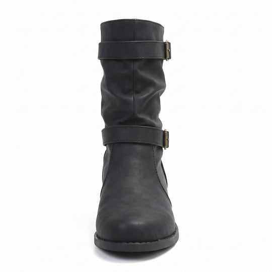 Damen Stiefel | Schnallenriemen | Vintage | Stiefel in mittellanger Länge | Schlappe Stiefel EB