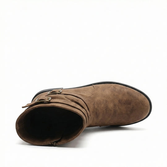 Damen Stiefel | Schnallenriemen | Vintage | Stiefel in mittellanger Länge | Schlappe Stiefel EB