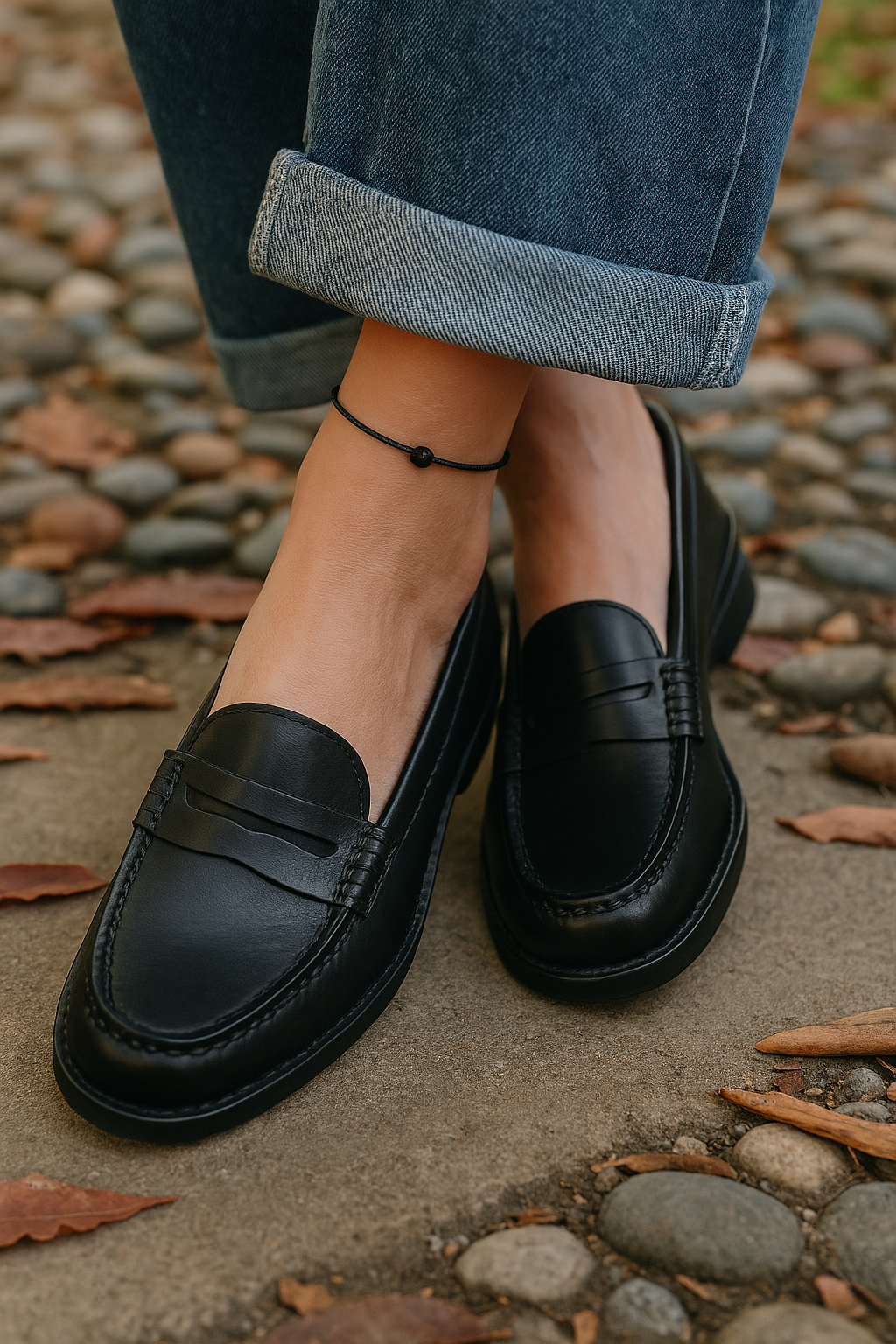 Damen Schuhe Slipper - Schwarz - Braun - Leder Slipper - Damen Schuhe EB