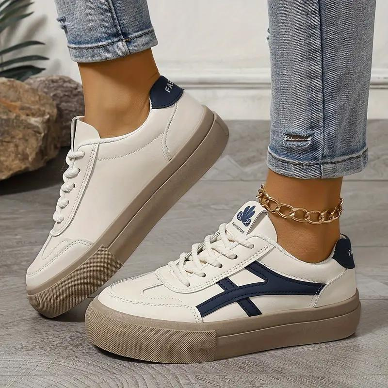 Damen Sneakers, Dicke Sohle, Schnürschuhe, Low Top Sneakers, Skate Schuhe EB