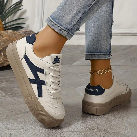 Damen Sneakers, Dicke Sohle, Schnürschuhe, Low Top Sneakers, Skate Schuhe EB