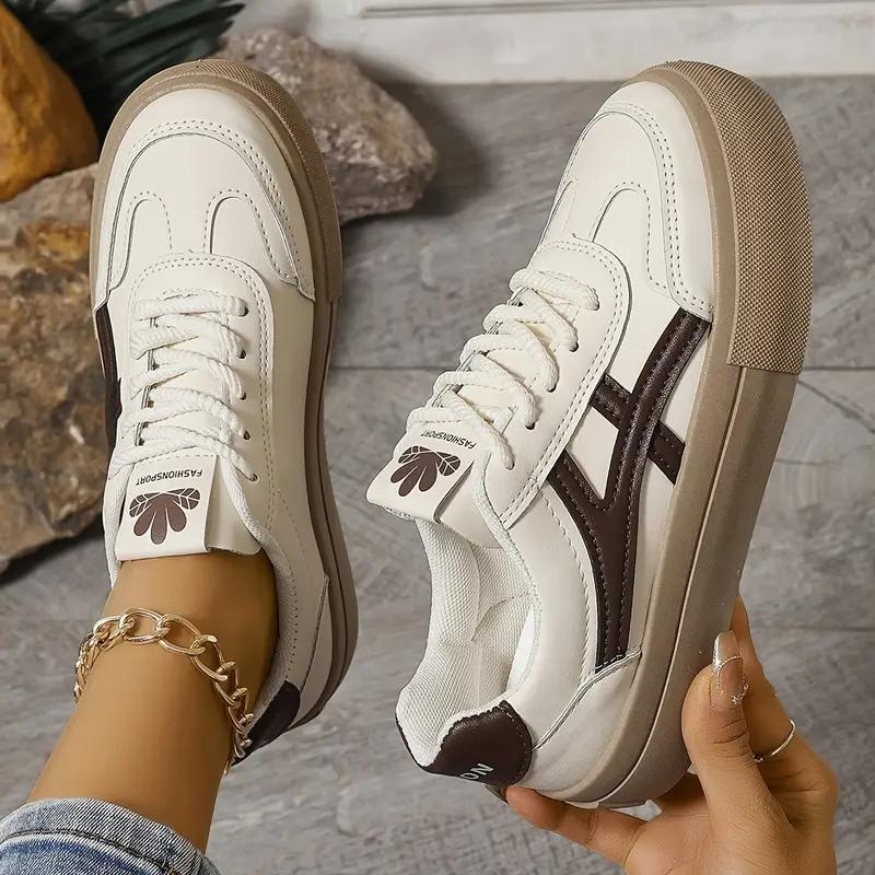 Damen Sneakers, Dicke Sohle, Schnürschuhe, Low Top Sneakers, Skate Schuhe EB