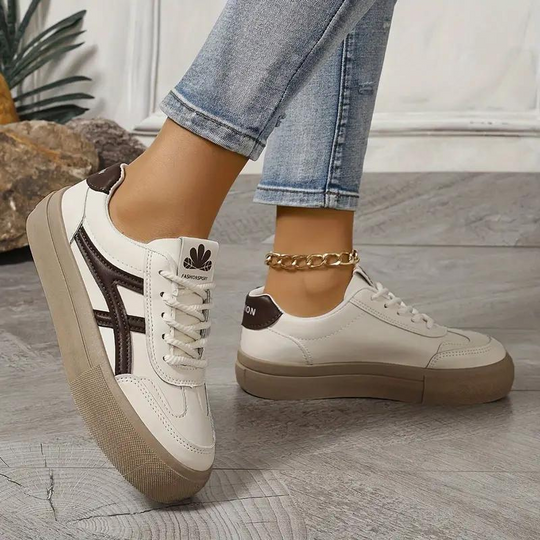 Damen Sneakers, Dicke Sohle, Schnürschuhe, Low Top Sneakers, Skate Schuhe EB