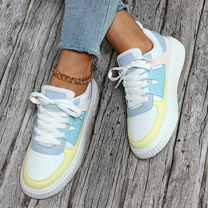 Damen Sneaker | Farbblock | Schnürschuhe | Skate Schuhe | Freizeit Sneaker EB