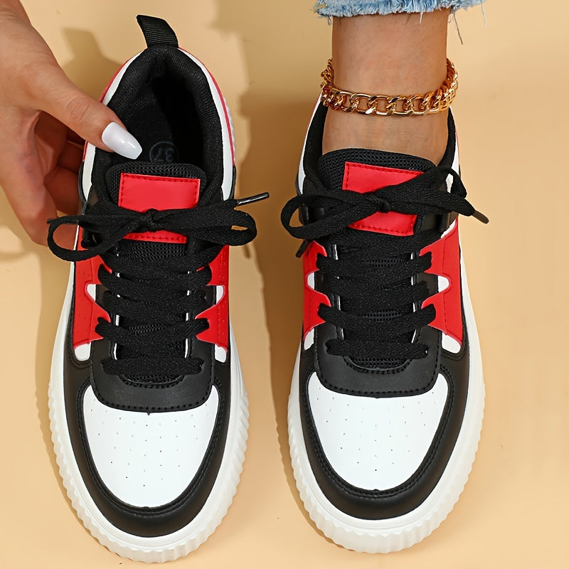 Damen Sneaker | Farbblock | Schnürschuhe | Skate Schuhe | Freizeit Sneaker EB