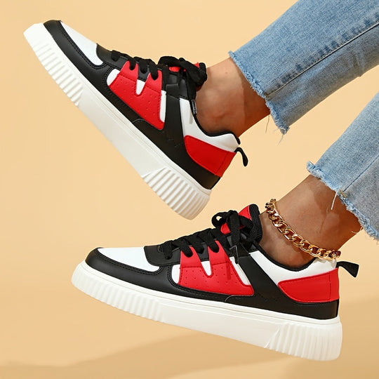 Damen Sneaker | Farbblock | Schnürschuhe | Skate Schuhe | Freizeit Sneaker EB