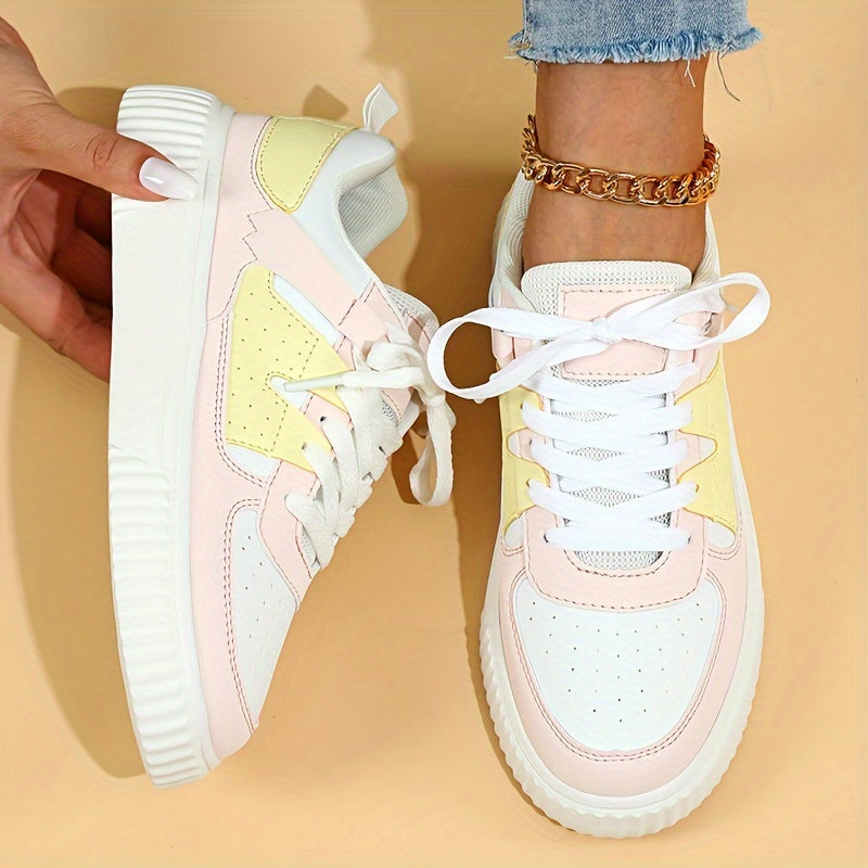 Damen Sneaker | Farbblock | Schnürschuhe | Skate Schuhe | Freizeit Sneaker EB