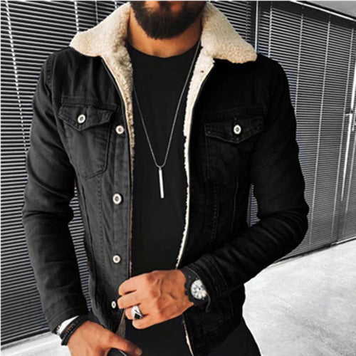 EB | Herren Jeansjacke mit Futter Aus Pelz
