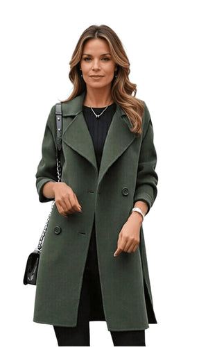 EB | Klassischer Schwarzer Trenchcoat für Frauen Stilvolle Wintereleganz