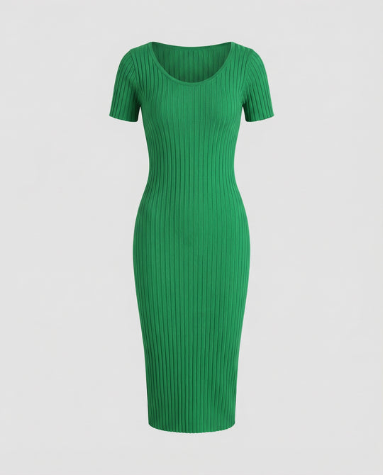 Geripptes, schmal geschnittenes Kleid