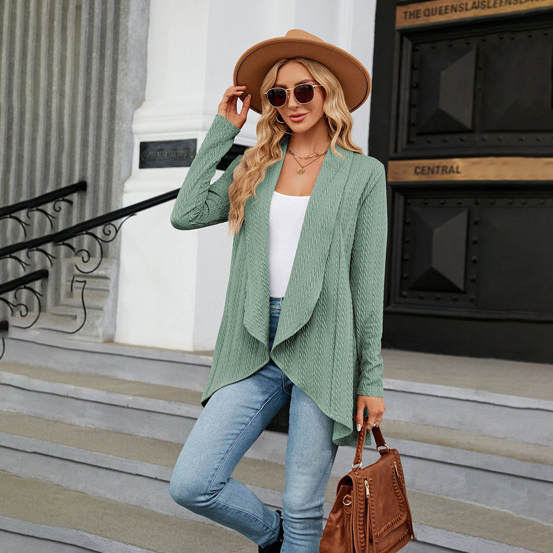 EB | Strick-cardigan Wasserfallkragen Entspannte Eleganz