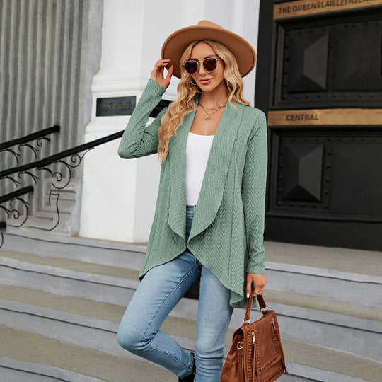 EB | Strick-cardigan Wasserfallkragen Entspannte Eleganz