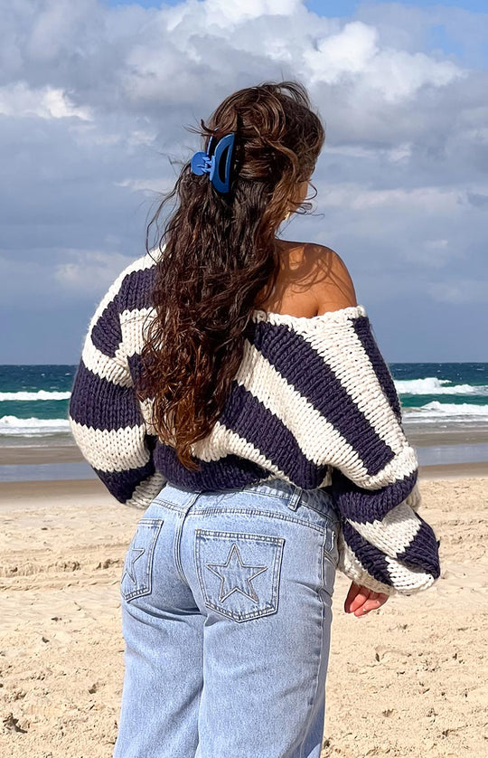 EB | Gestreifter Chunky Strickpullover Weich und Warm Lässiger Komfort