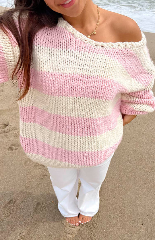 EB | Gestreifter Chunky Strickpullover Weich und Warm Lässiger Komfort